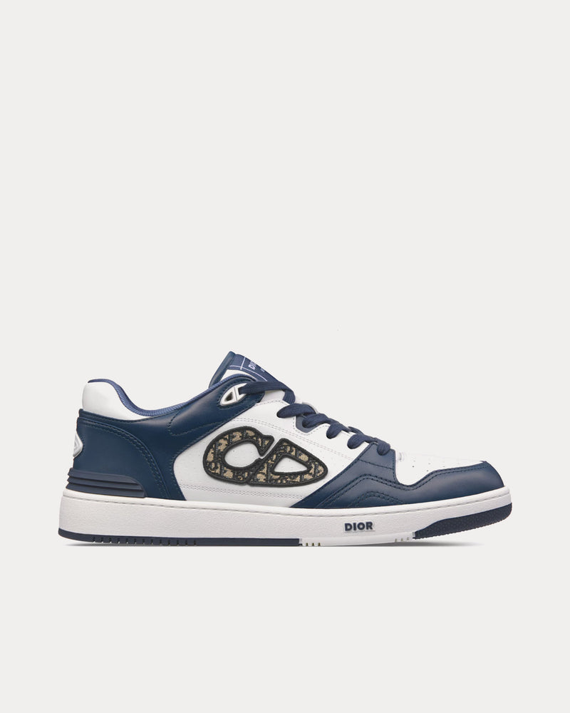 Dior B57 Navy Blue and White Smooth Calfskin with Beige and Black Dior Oblique Jacquard Low Top Sneakers - 1