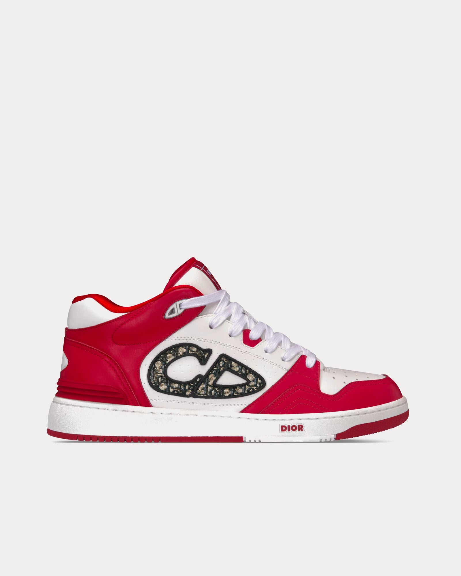 Dior B57 Smooth Calfskin with Dior Oblique Jacquard Red / White Mid Top Sneakers - 1