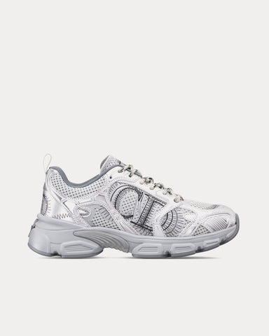 Dior Chrono Gray Mesh with Silver-Tone Laminated Leather-Effect Panels Low Top Sneakers