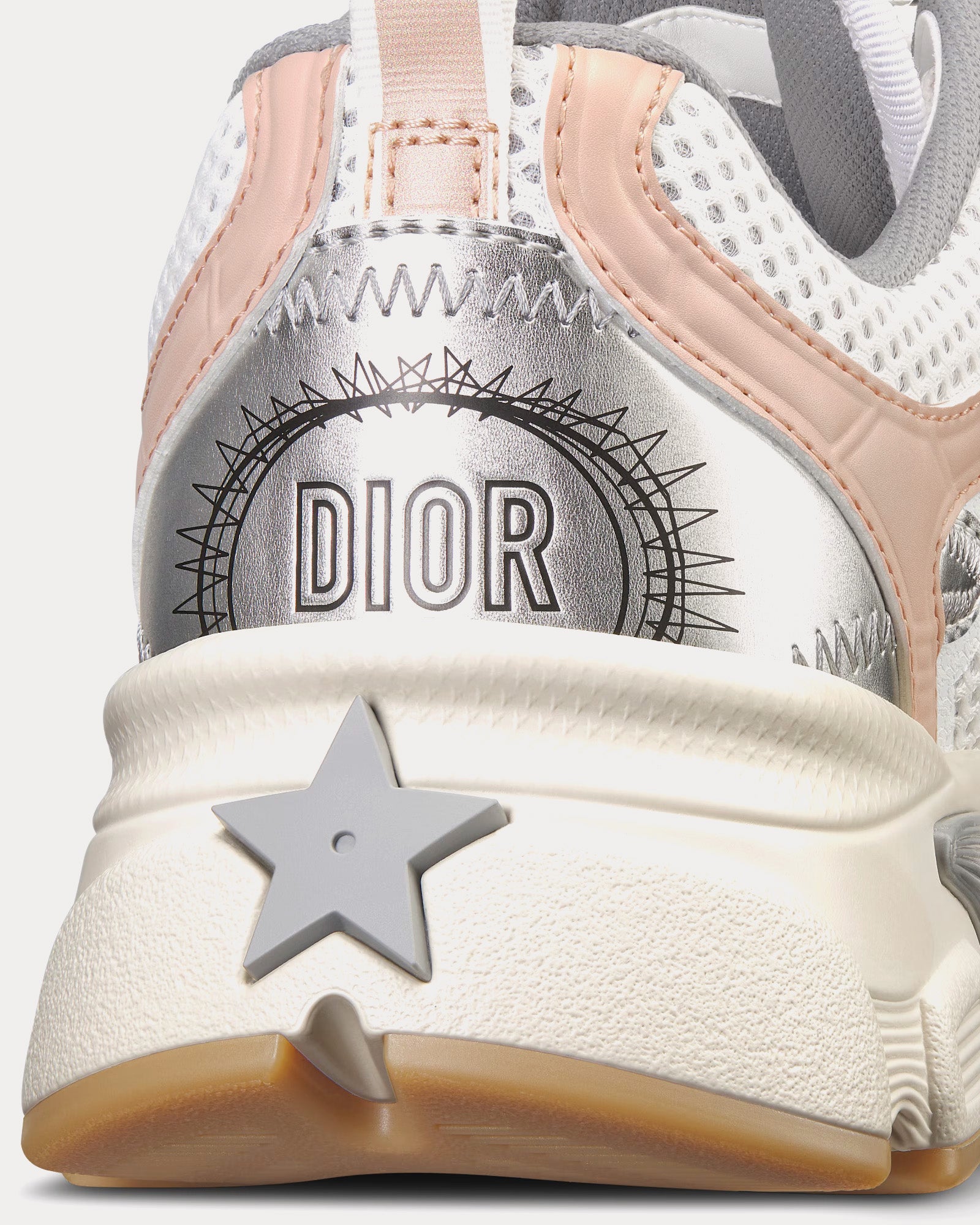 Dior Chrono White Mesh with Nude and Silver-Tone Laminated Leather-Effect Panels Low Top Sneakers - 3