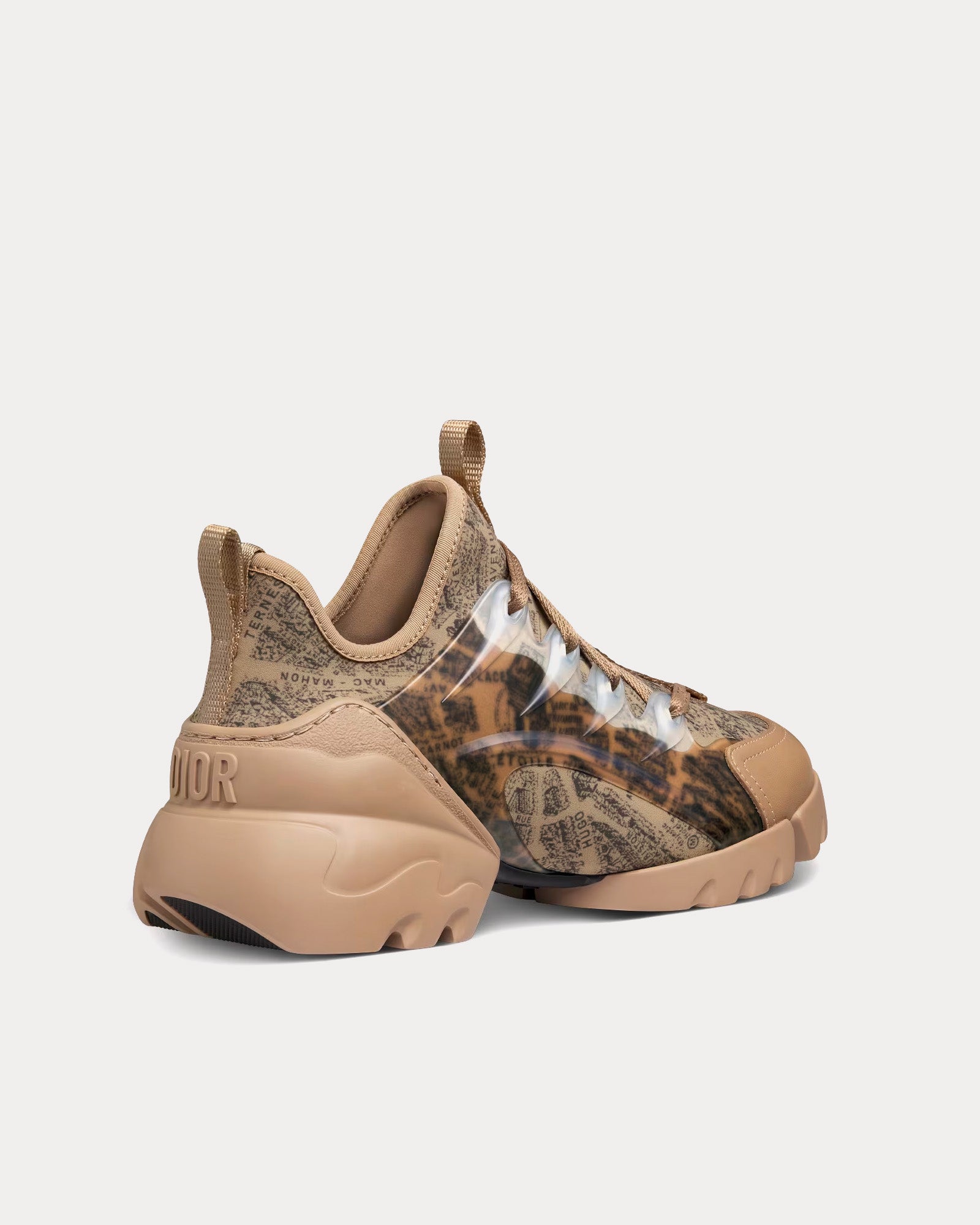 Dior D-Connect Beige and Black Technical Fabric with Plan de Paris Print Low Top Sneakers - 4