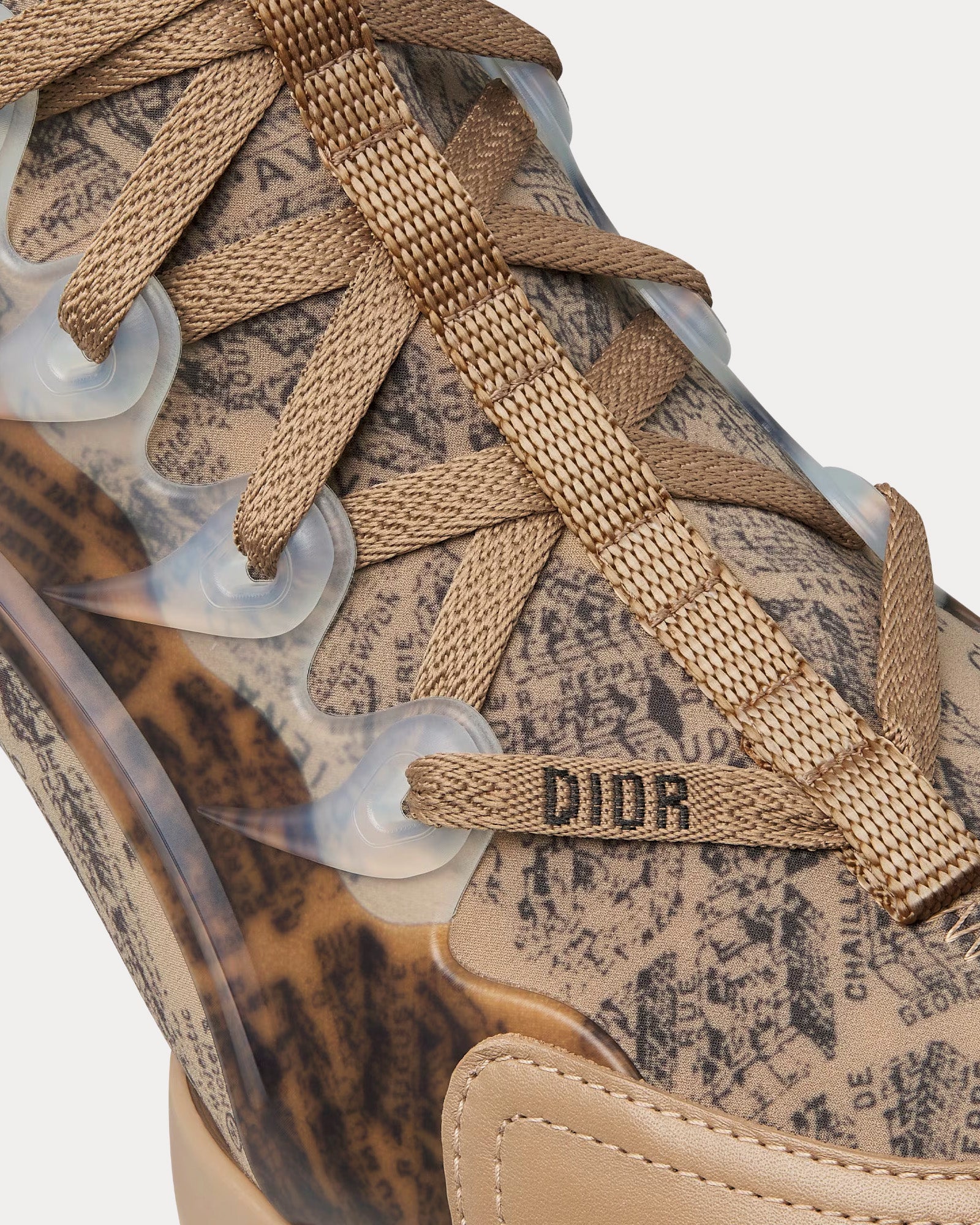 Dior D-Connect Beige and Black Technical Fabric with Plan de Paris Print Low Top Sneakers - 5