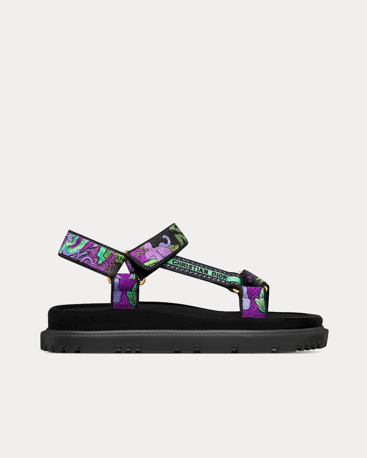 Dior D-Wave Multicolor Dior Indian Purple Embroidered Cotton Sandals - 1