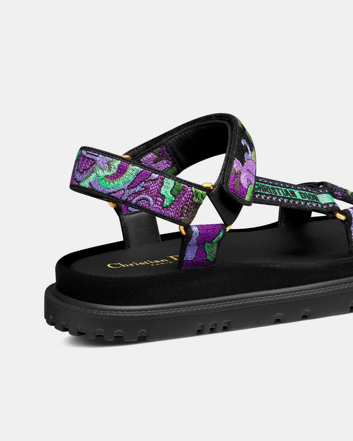 Dior D-Wave Multicolor Dior Indian Purple Embroidered Cotton Sandals - 3