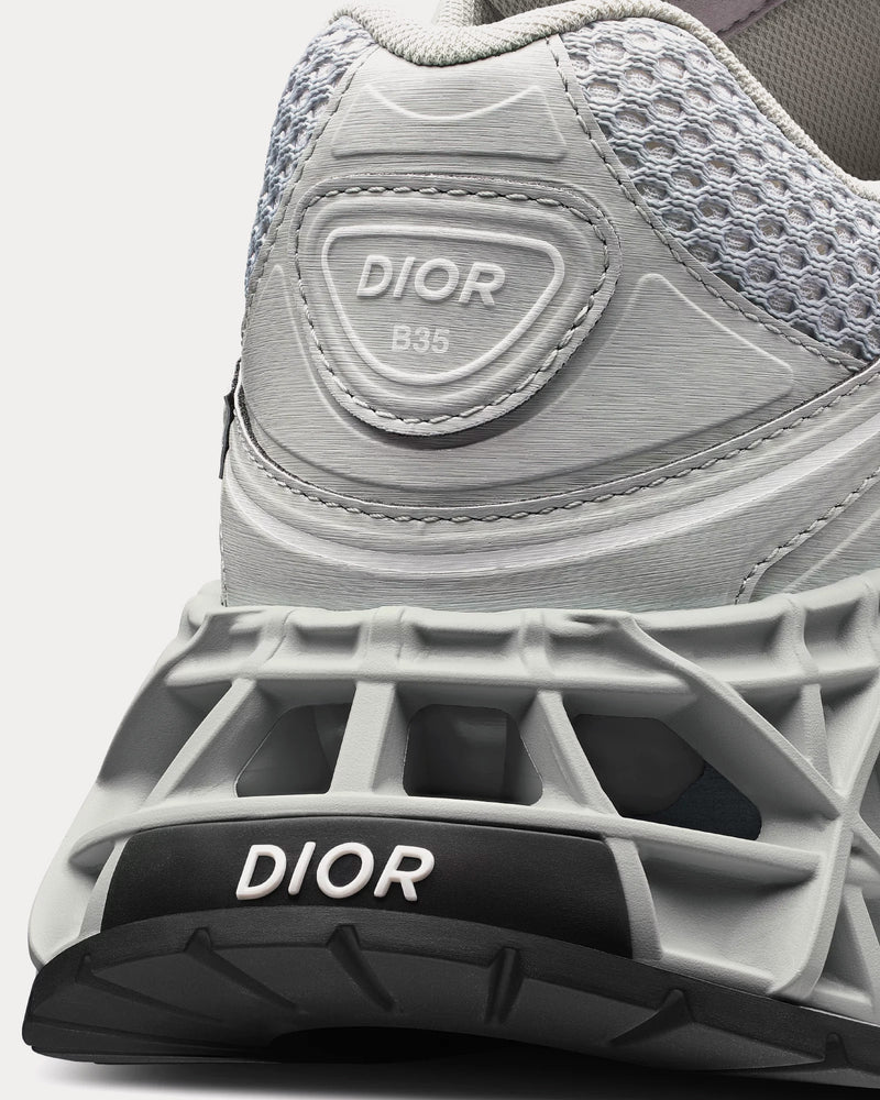 Dior B35 NXXT Technical Fabric & Mesh Grey Low Top Sneakers - 4