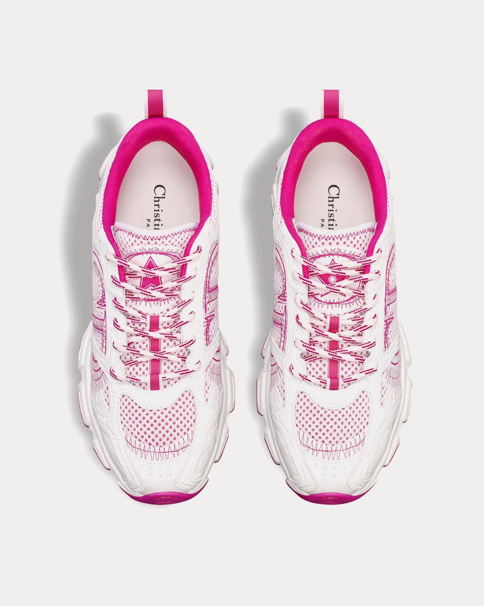 Dior Miss Dior Chrono Mesh & Leather-Effect Panels White / Fuchsia Low Top Sneakers - 2