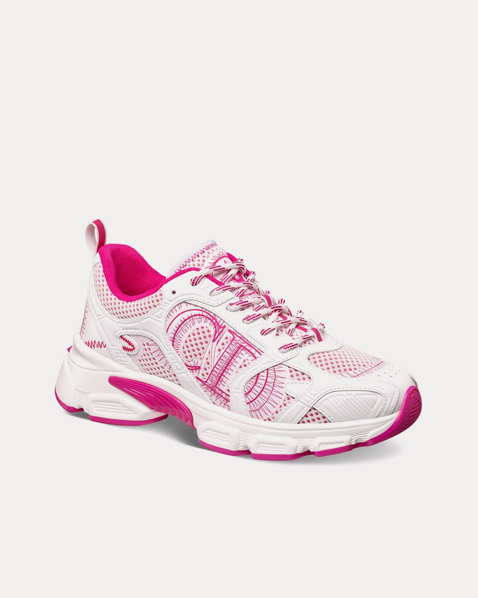 Dior Miss Dior Chrono Mesh & Leather-Effect Panels White / Fuchsia Low Top Sneakers - 3