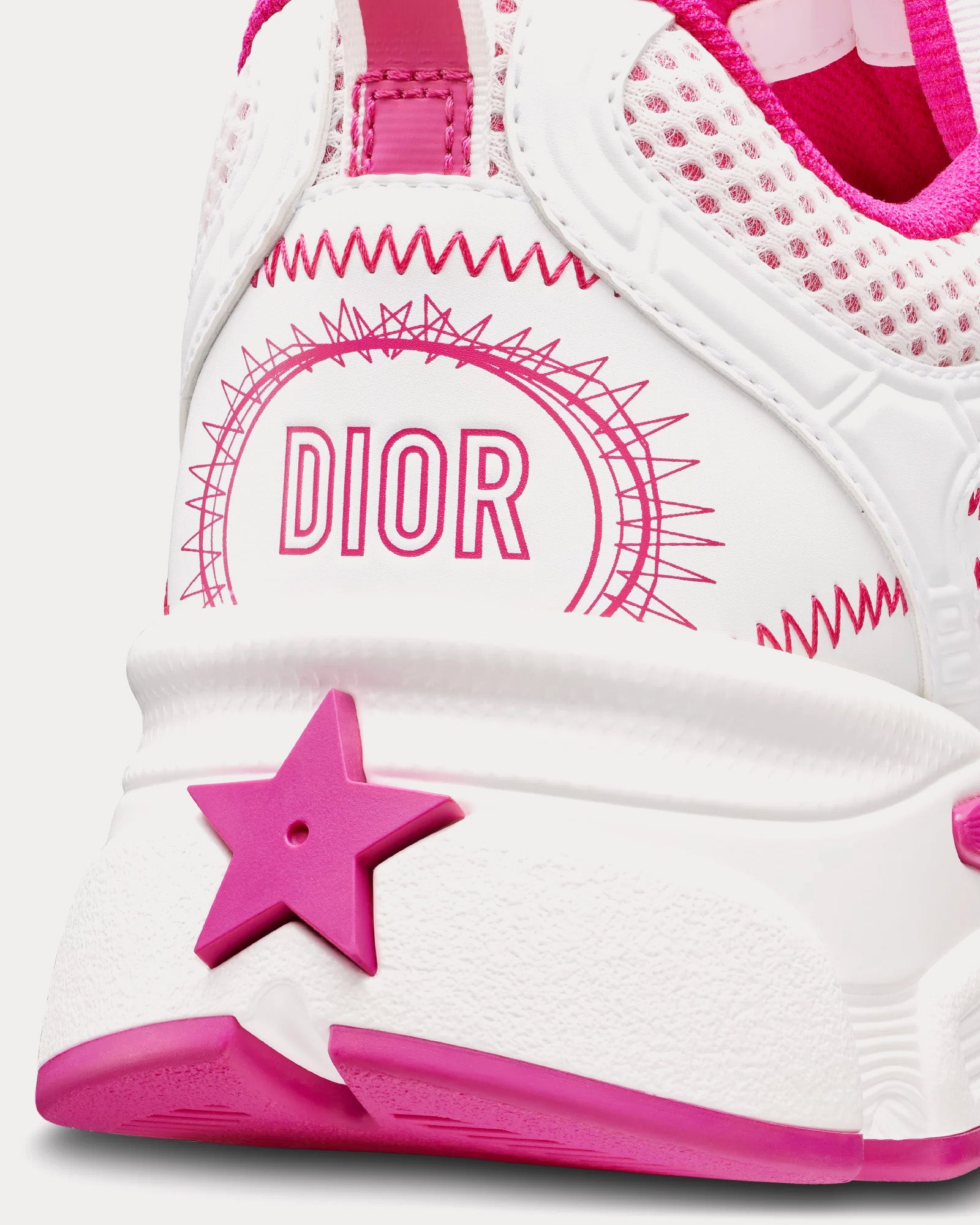 Dior Miss Dior Chrono Mesh & Leather-Effect Panels White / Fuchsia Low Top Sneakers - 4