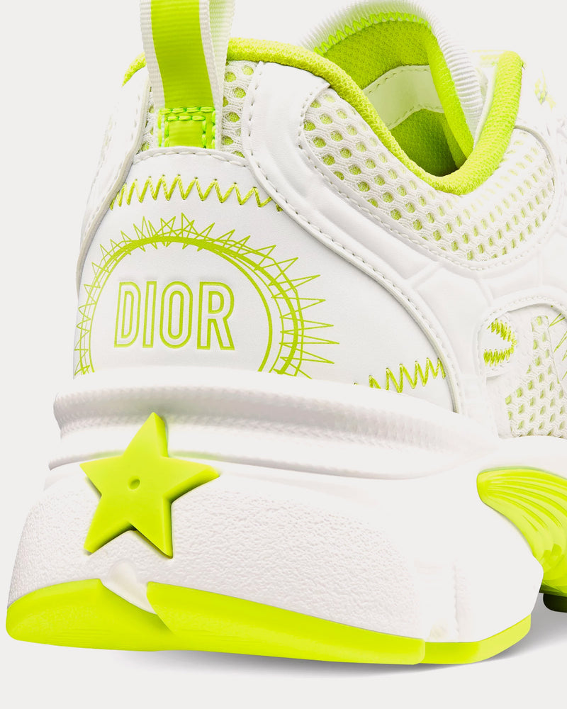 Dior Miss Dior Chrono Mesh & Leather-Effect Panels White / Lime Green Low Top Sneakers - 4