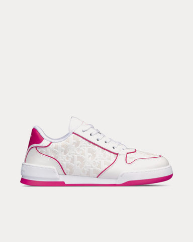 Dior Dior One White and Fuchsia Dior Oblique Perforated Calfskin Low Top Sneakers