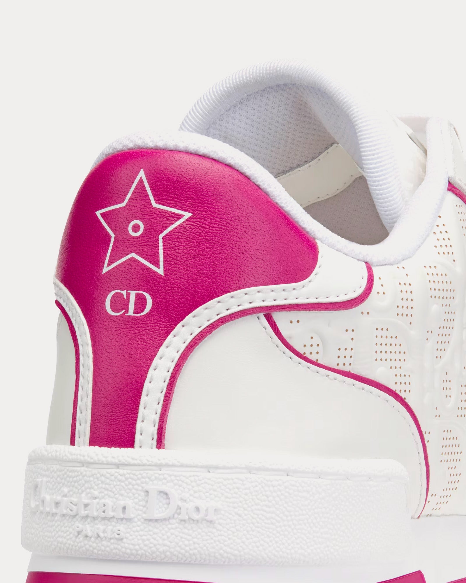 Dior Dior One White and Fuchsia Dior Oblique Perforated Calfskin Low Top Sneakers - 5