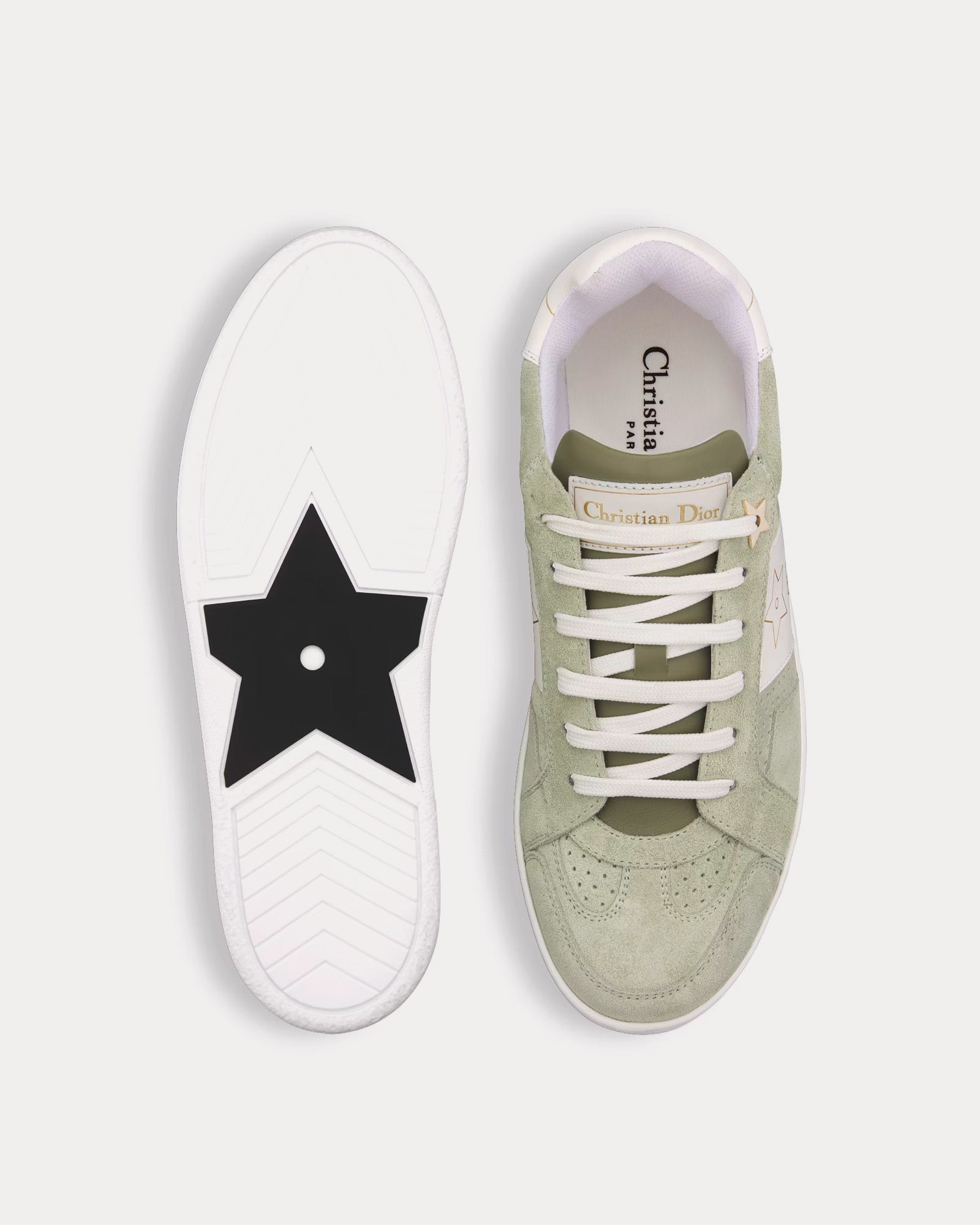 Dior Dior Star Suede & Calfskin Peyote Green / White Low Top Sneakers - 2