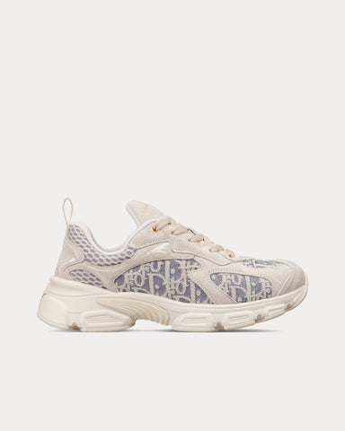 Dior Dior Vibe Suede with Jacquard & Raffia Dior Oblique Motif Ecru / Chambray Blue Low Top Sneakers