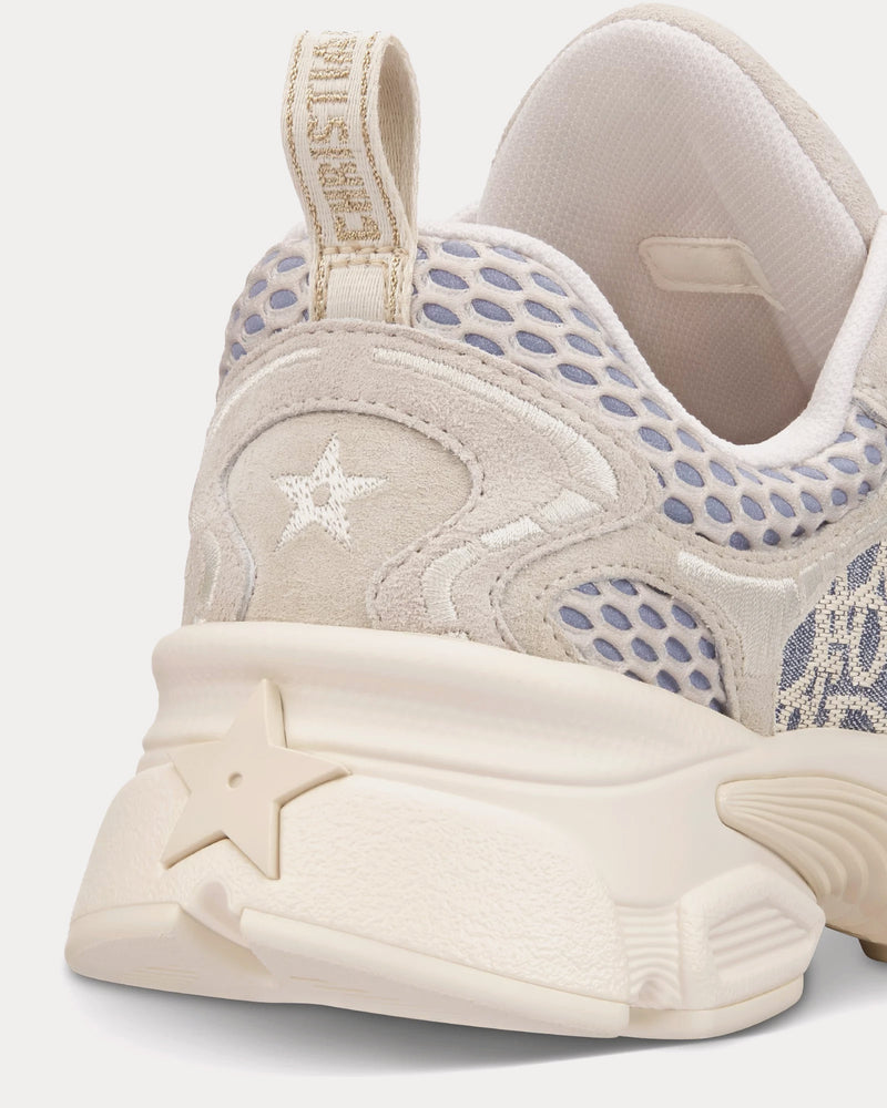 Dior Dior Vibe Suede with Jacquard & Raffia Dior Oblique Motif Ecru / Chambray Blue Low Top Sneakers - 4