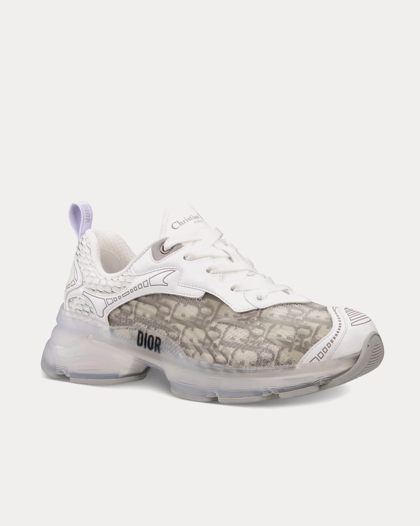 Dior Dior Vibe Gray Dior Oblique Technical Fabric and Transparent Rubber Low Top Sneakers - 3