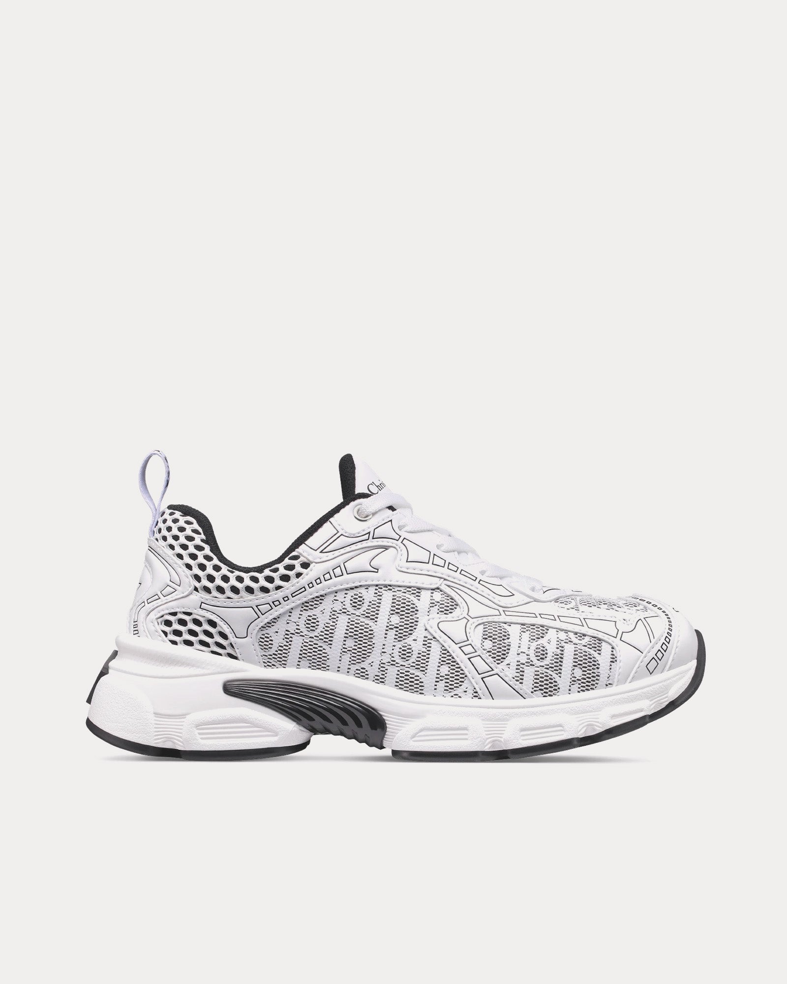 Dior Dior Vibe White Mesh Printed with Dior Oblique Motif and White and Black Leather-Effect Panels Low Top Sneakers - 1