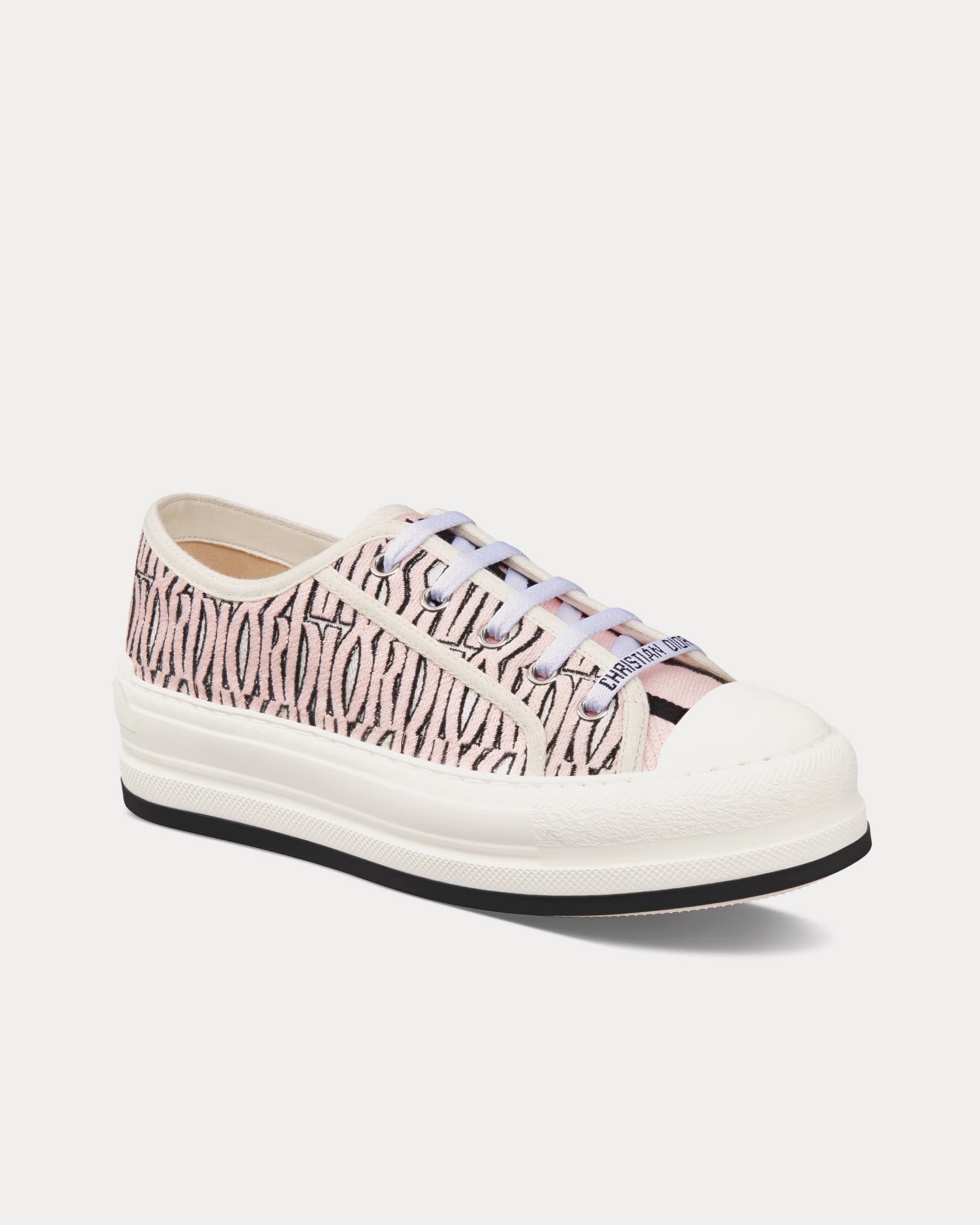 Dior Walk'n'Dior Platform Embroidered Cotton with Pale Pink Miss Dior Allover Motif Low Top Sneakers - 3