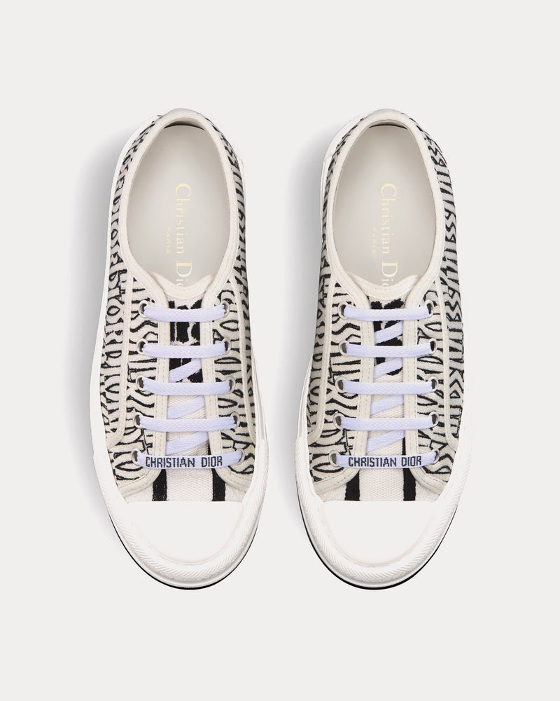 Dior Walk'n'Dior Platform Embroidered Cotton with White and Black Miss Dior Allover Motif Low Top Sneakers - 2