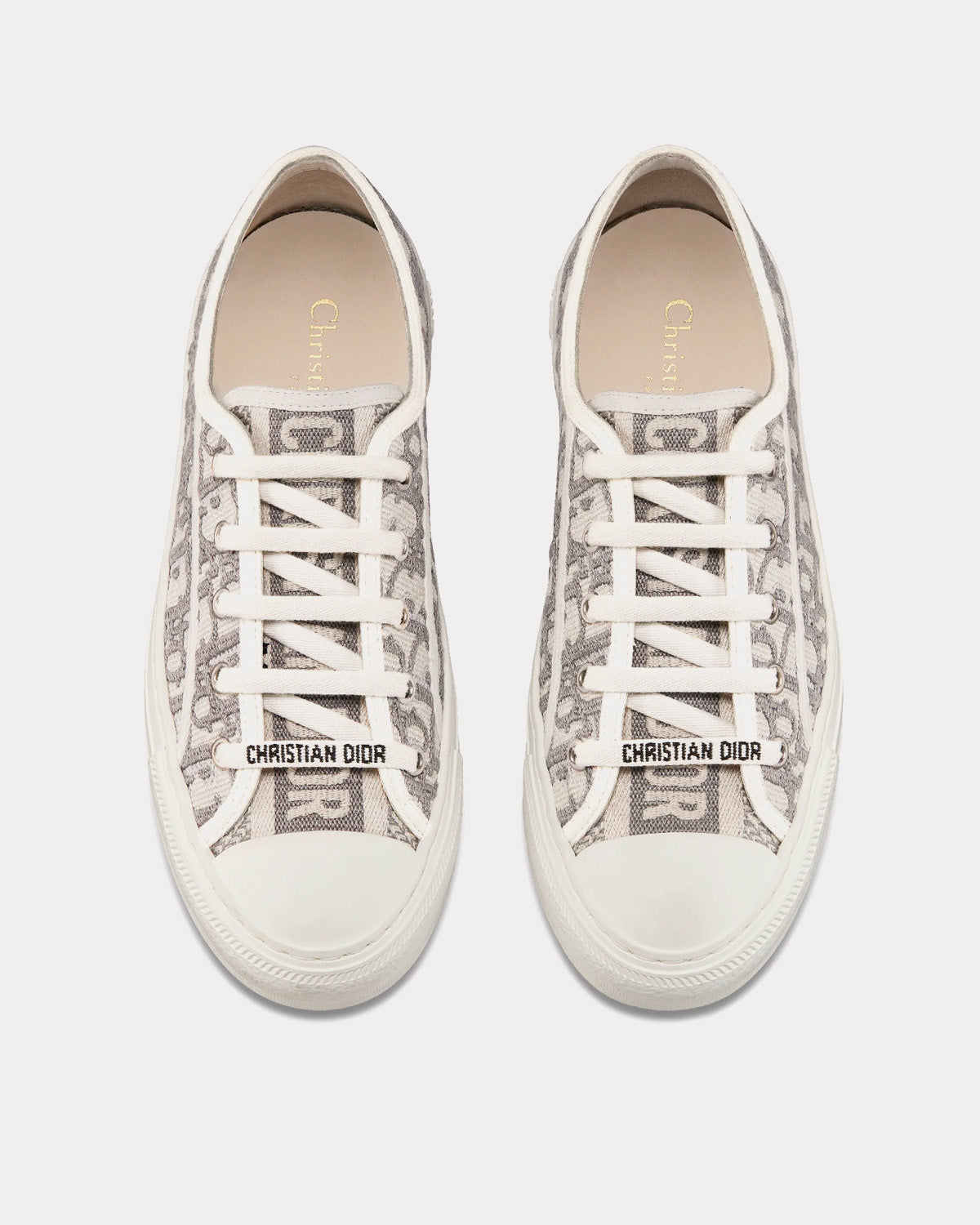 Dior Walk'n'Dior Gray Stone Dior Oblique Embroidered Cotton Low Top Sneakers - 2