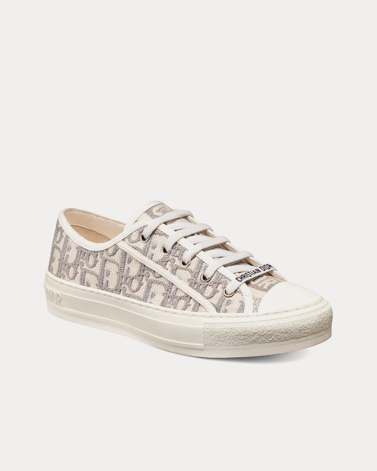 Dior Walk'n'Dior Gray Stone Dior Oblique Embroidered Cotton Low Top Sneakers - 3