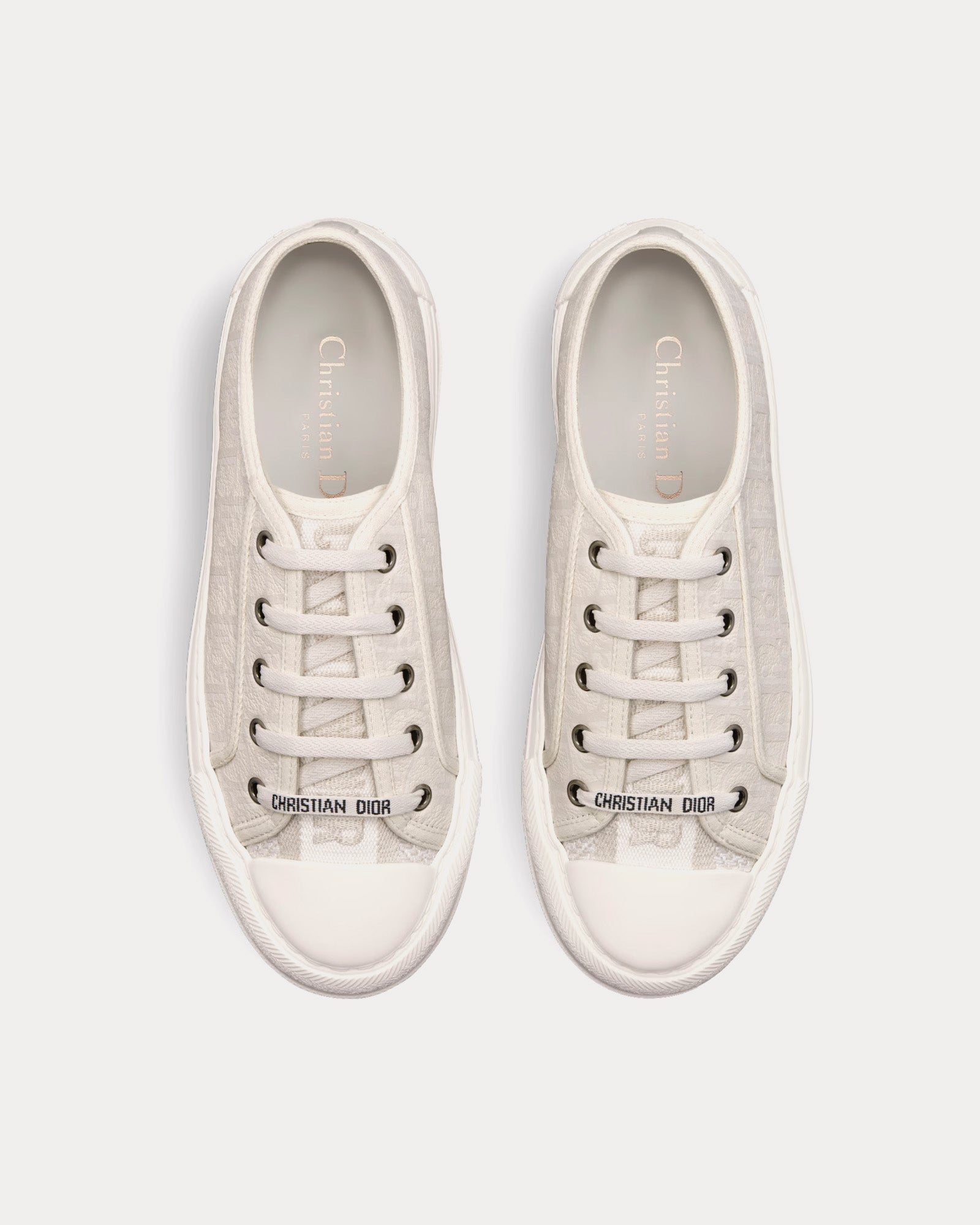 Dior Walk'n'Dior Platform White Calfskin Textured with Dior Oblique Motif and Embroidered Cotton Low Top Sneakers - 2