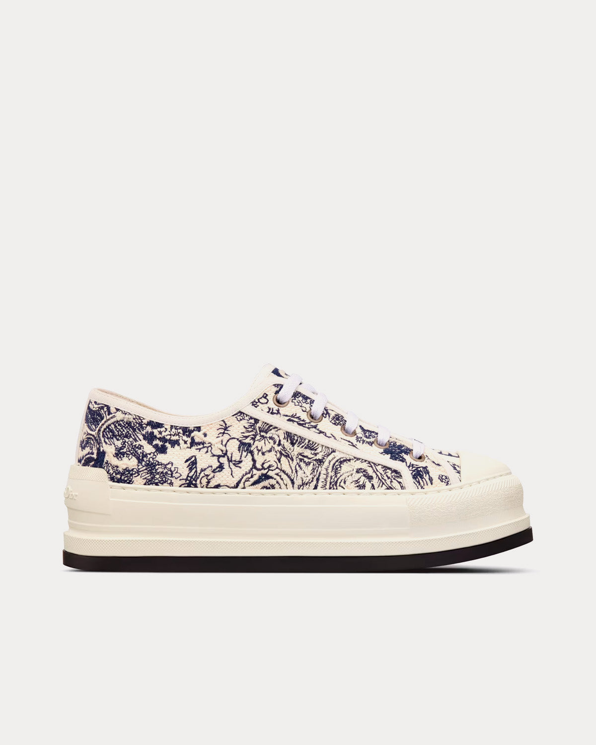 Dior Walk'n'Dior Platform White Embroidered Cotton with Blue Toile de Jouy Motif Low Top Sneakers - 1