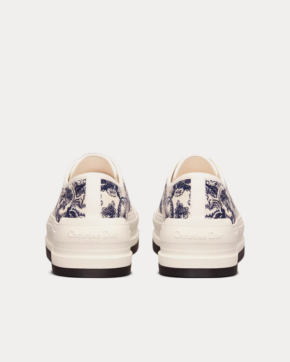 Dior Walk'n'Dior Platform White Embroidered Cotton with Blue Toile de Jouy Motif Low Top Sneakers - 4