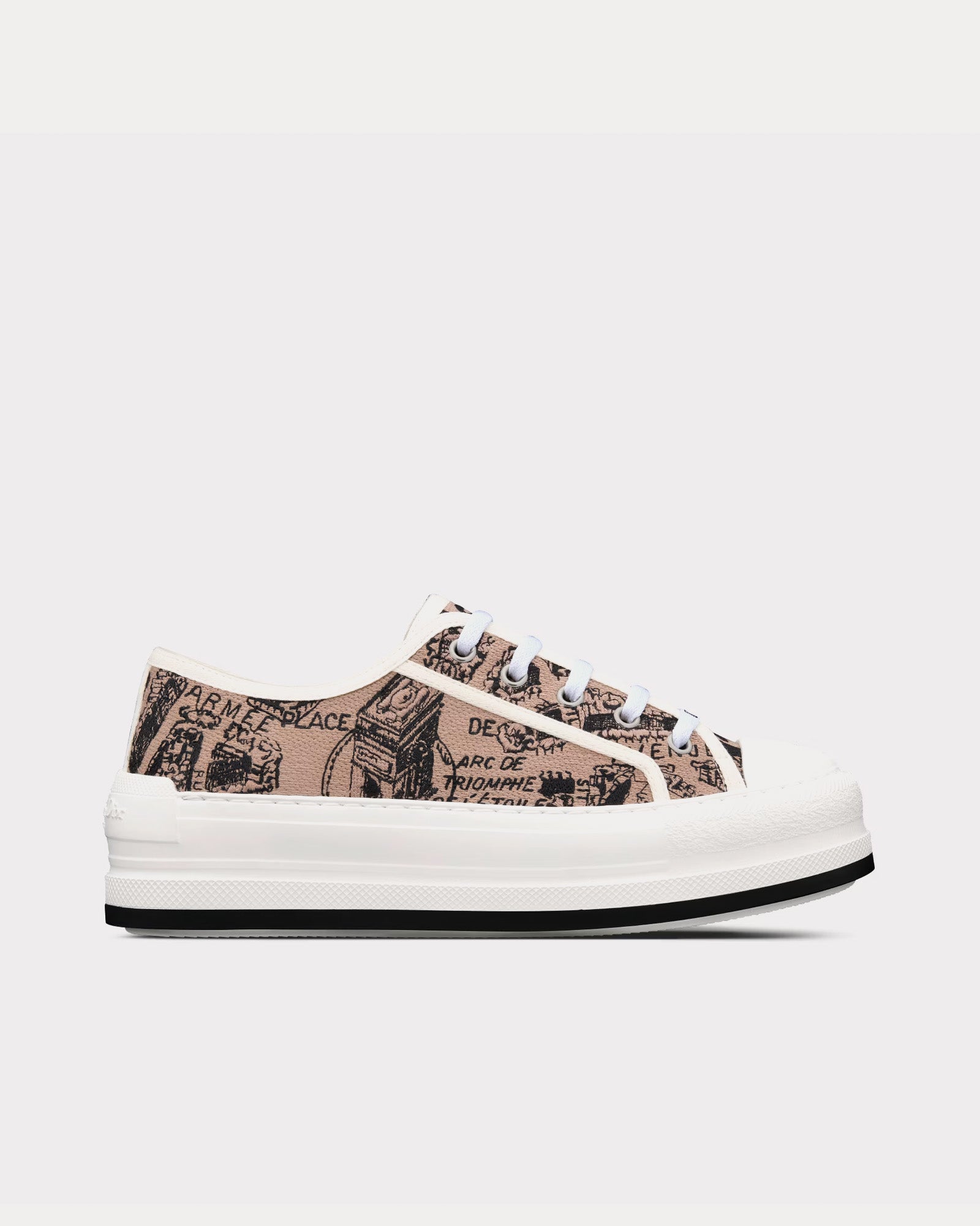 Dior Walk'n'Dior Platform Beige and Black Cotton Embroidered with Plan de Paris Motif Low Top Sneakers - 1