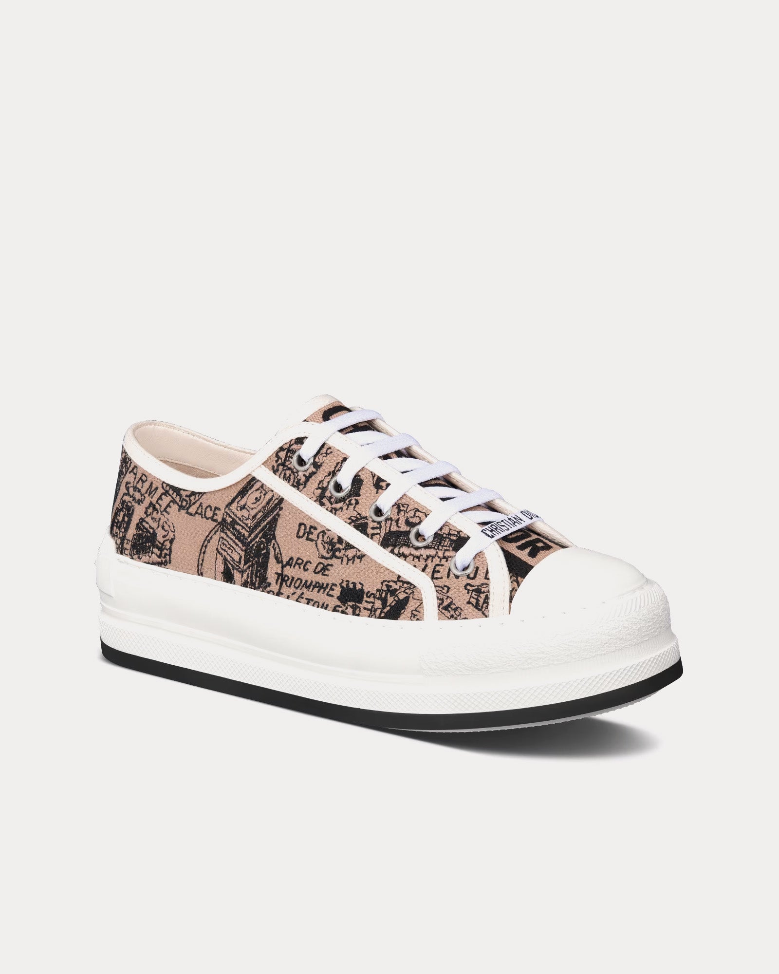 Dior Walk'n'Dior Platform Beige and Black Cotton Embroidered with Plan de Paris Motif Low Top Sneakers - 3