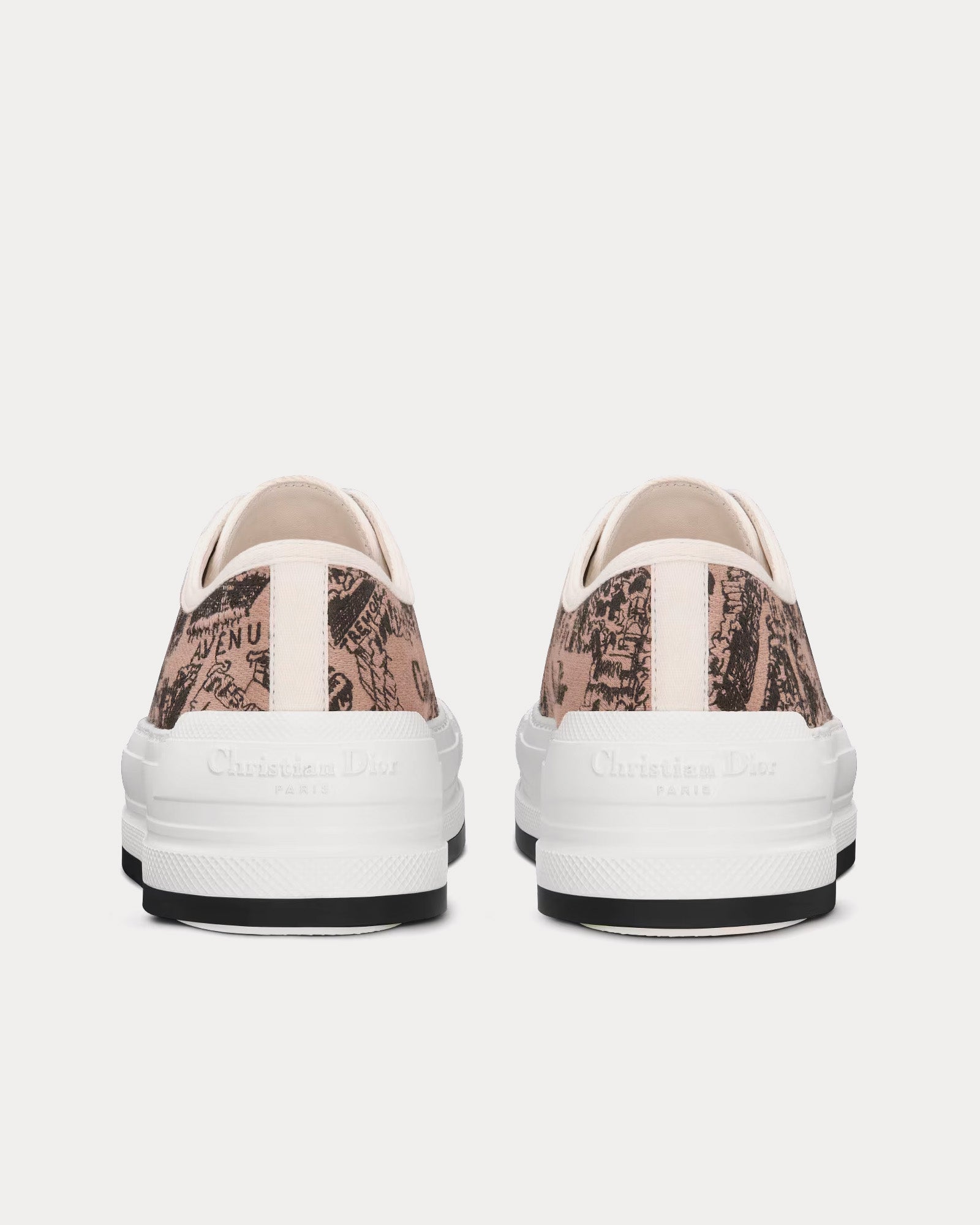 Dior Walk'n'Dior Platform Beige and Black Cotton Embroidered with Plan de Paris Motif Low Top Sneakers - 4