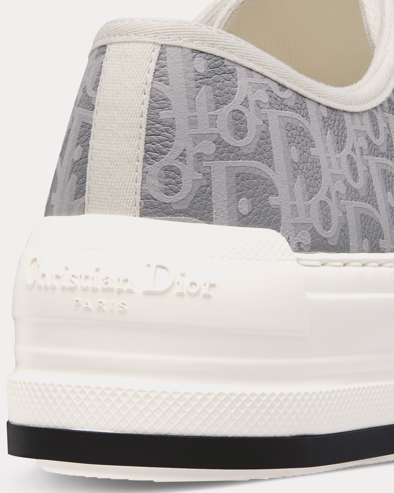 Dior Walk'n'Dior Platform Gray Calfskin Textured with Dior Oblique Motif and Embroidered Cotton Low Top Sneakers - 3