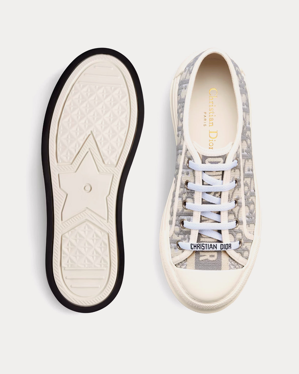 Dior Walk'n'Dior Platform Gray Stone Dior Oblique Embroidered Cotton Low Top Sneakers - 2