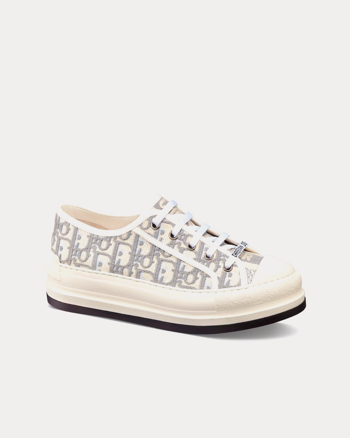 Dior Walk'n'Dior Platform Gray Stone Dior Oblique Embroidered Cotton Low Top Sneakers - 3