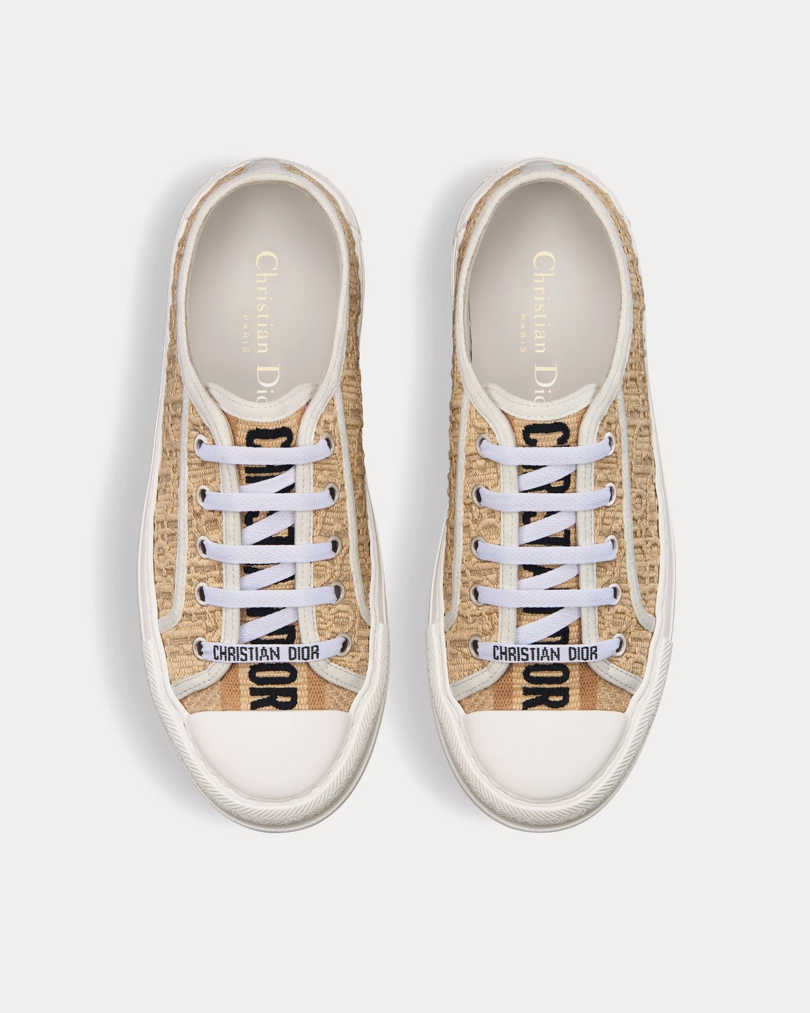 Dior Walk'n'Dior Platform Natural Raffia-Effect Cotton Embroidered with Dior Oblique Motif Low Top Sneakers - 2