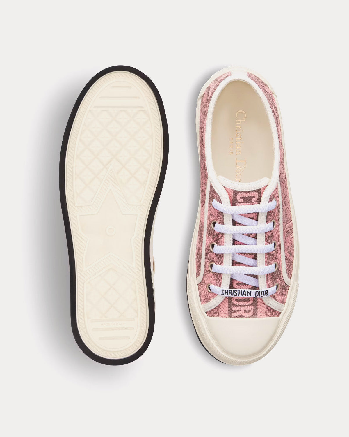 Dior Walk'n'Dior Platform Pink and Gray Embroidered Cotton with Toile de Jouy Sauvage Motif Low Top Sneakers - 2