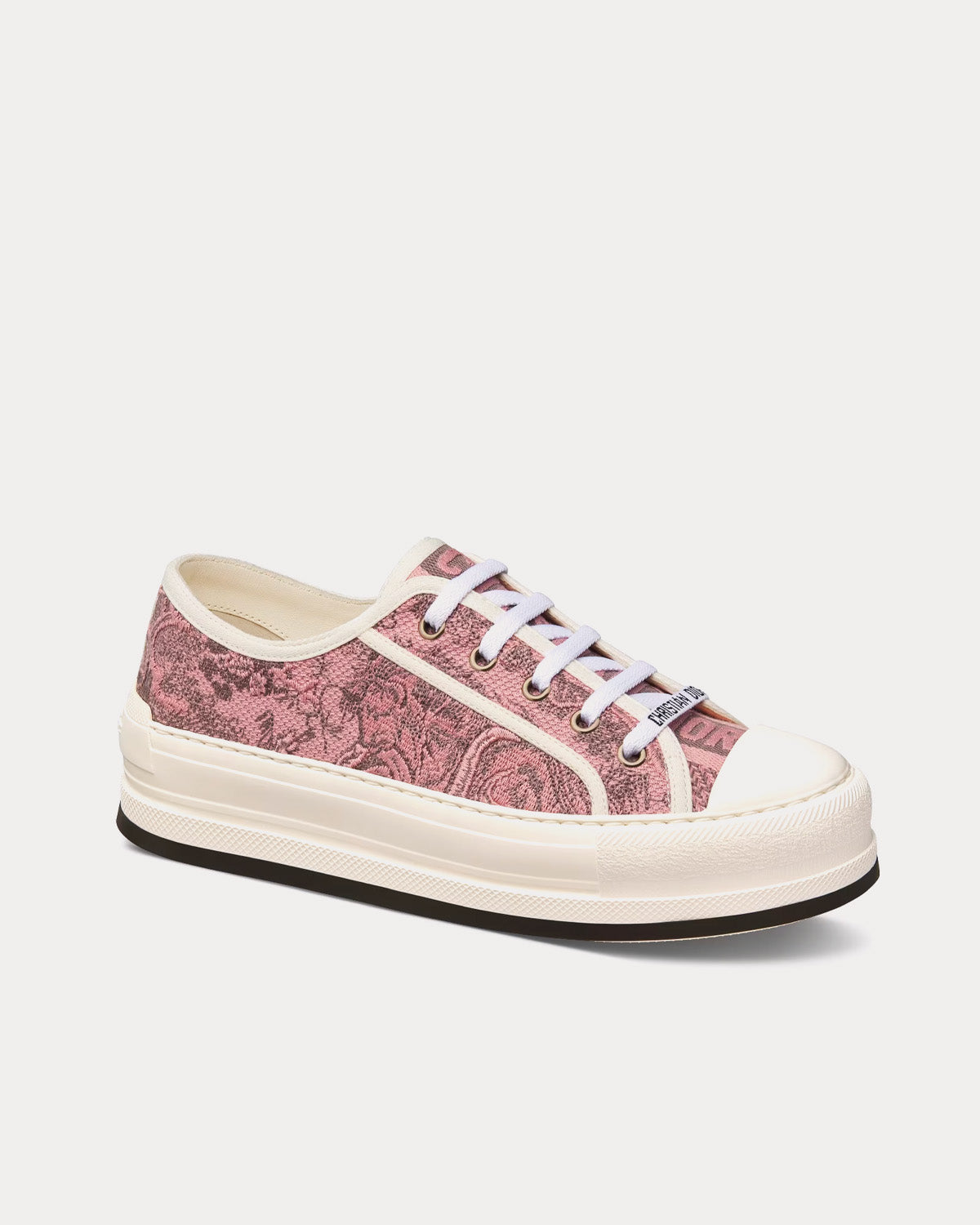 Dior Walk'n'Dior Platform Pink and Gray Embroidered Cotton with Toile de Jouy Sauvage Motif Low Top Sneakers - 3