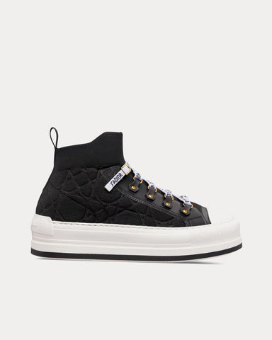 Dior Walk'n'Dior Platform Black Macrocannage Technical Mesh High Top Sneakers