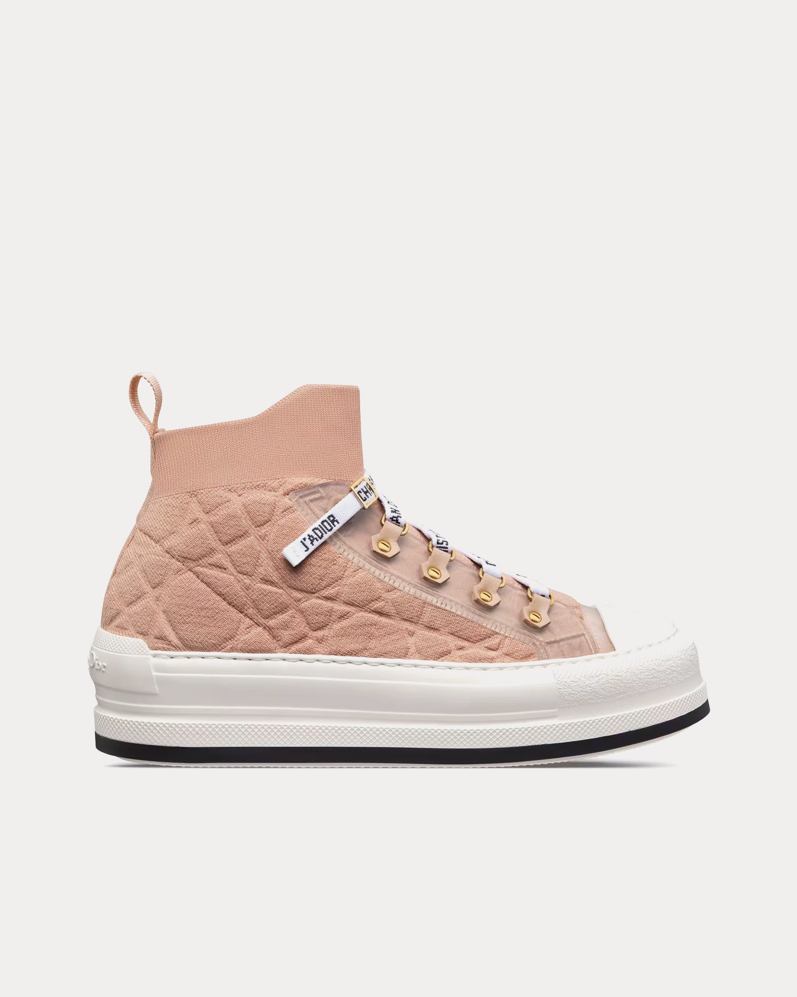 Dior Walk'n'Dior Platform Nude Macrocannage Technical Mesh High Top Sneakers - 1