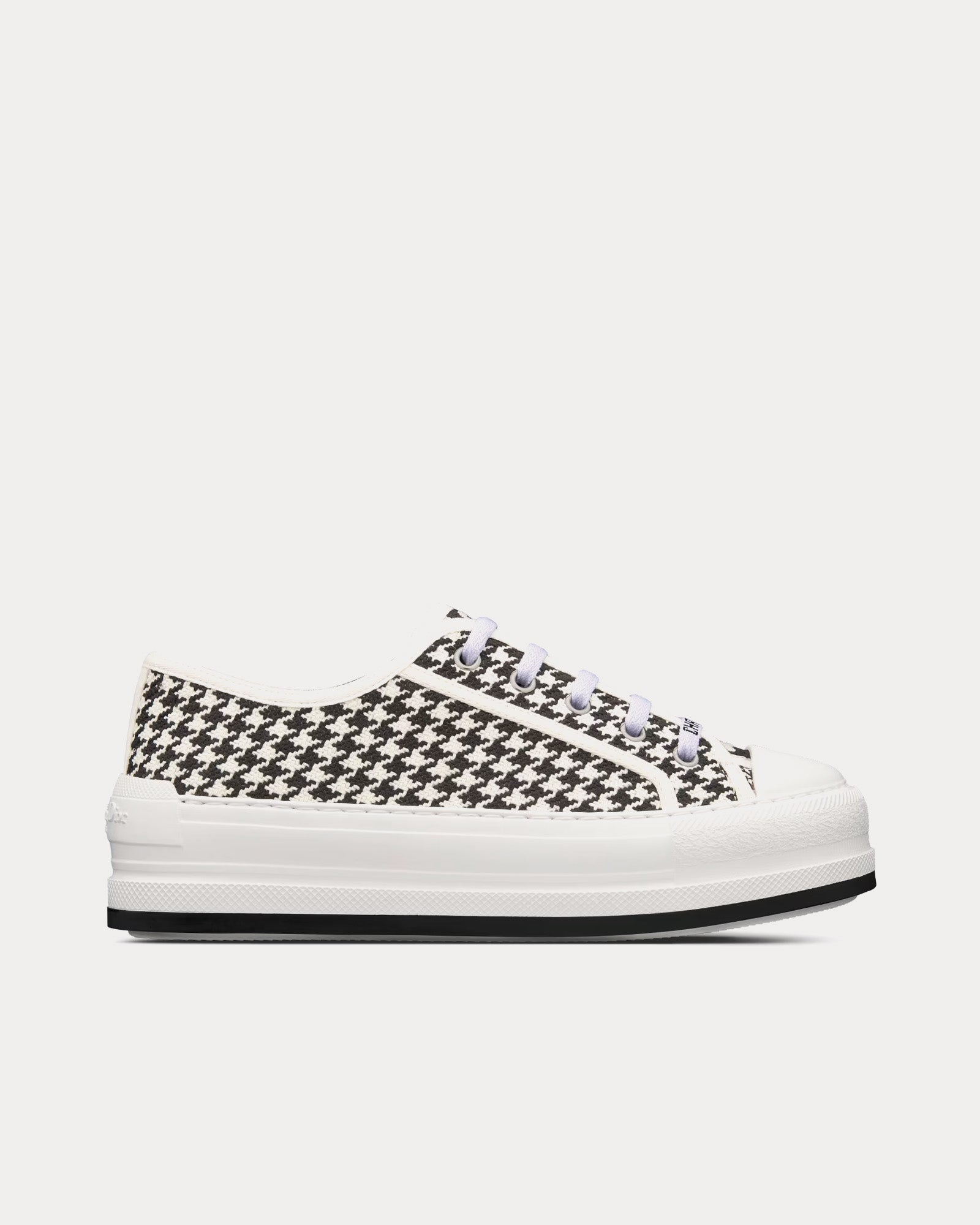 Dior Walk'n'Dior Platform Black and White Micro-Houndstooth Embroidered Cotton Low Top Sneakers - 1