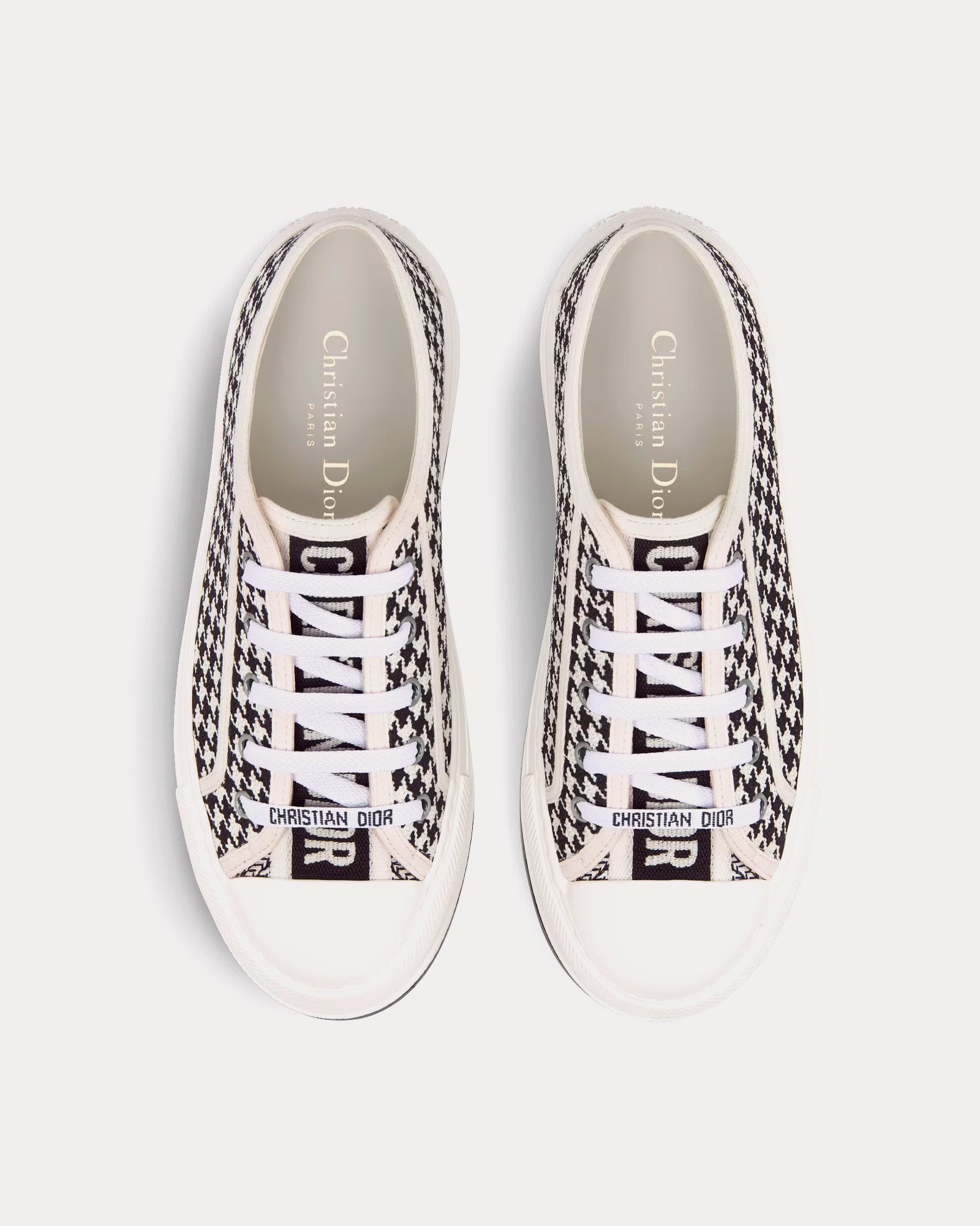 Dior Walk'n'Dior Platform Black and White Micro-Houndstooth Embroidered Cotton Low Top Sneakers - 2