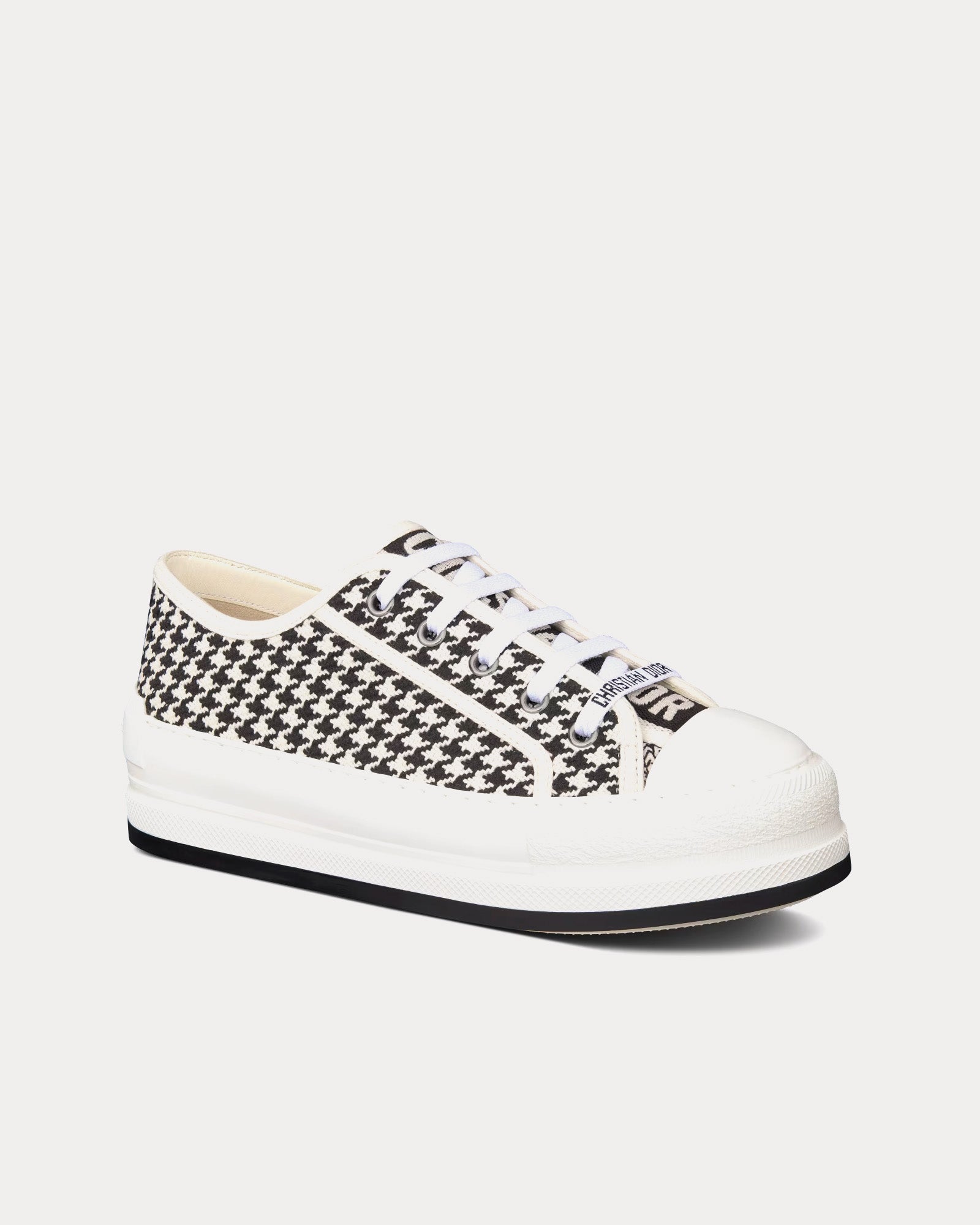 Dior Walk'n'Dior Platform Black and White Micro-Houndstooth Embroidered Cotton Low Top Sneakers - 3