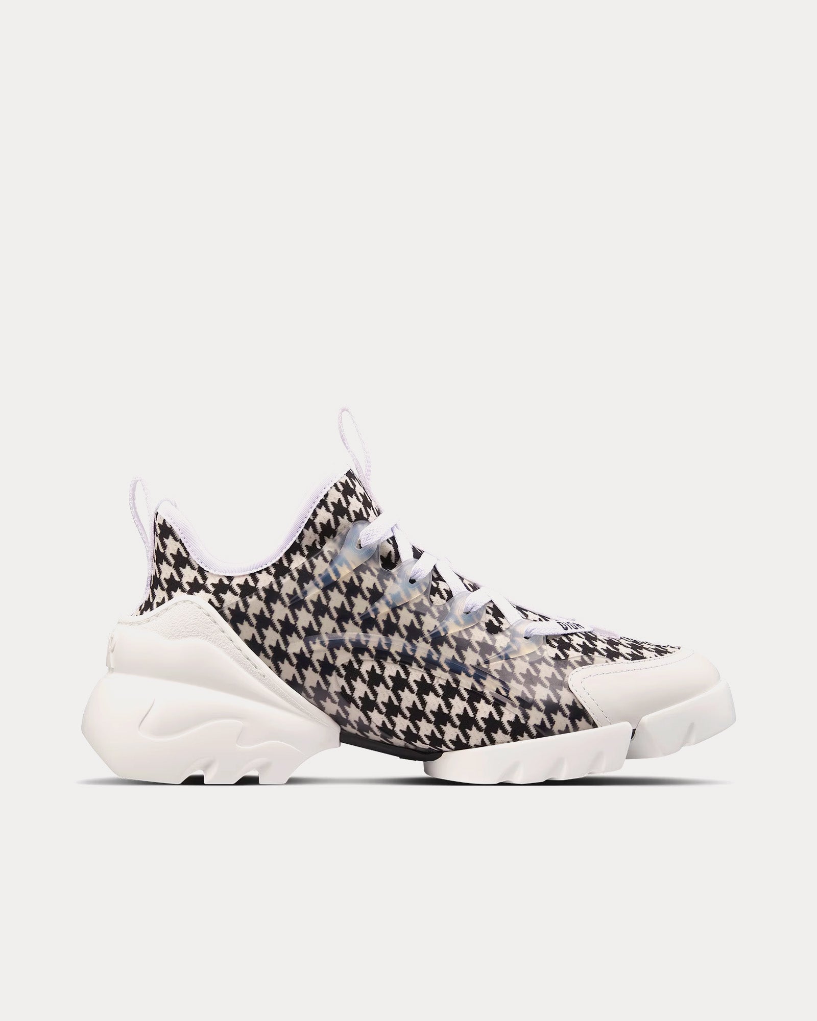 Dior D-Connect Black and White Technical Fabric with Micro-Houndstooth Print Low Top Sneakers - 1