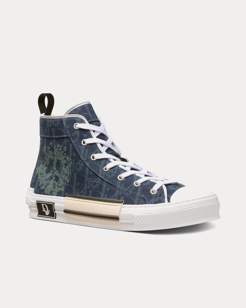 Dior x Denim Tears Dior Tears B23 Blue Dior Oblique and Peace Sign Dior Tears Denim High Top Sneakers - 3