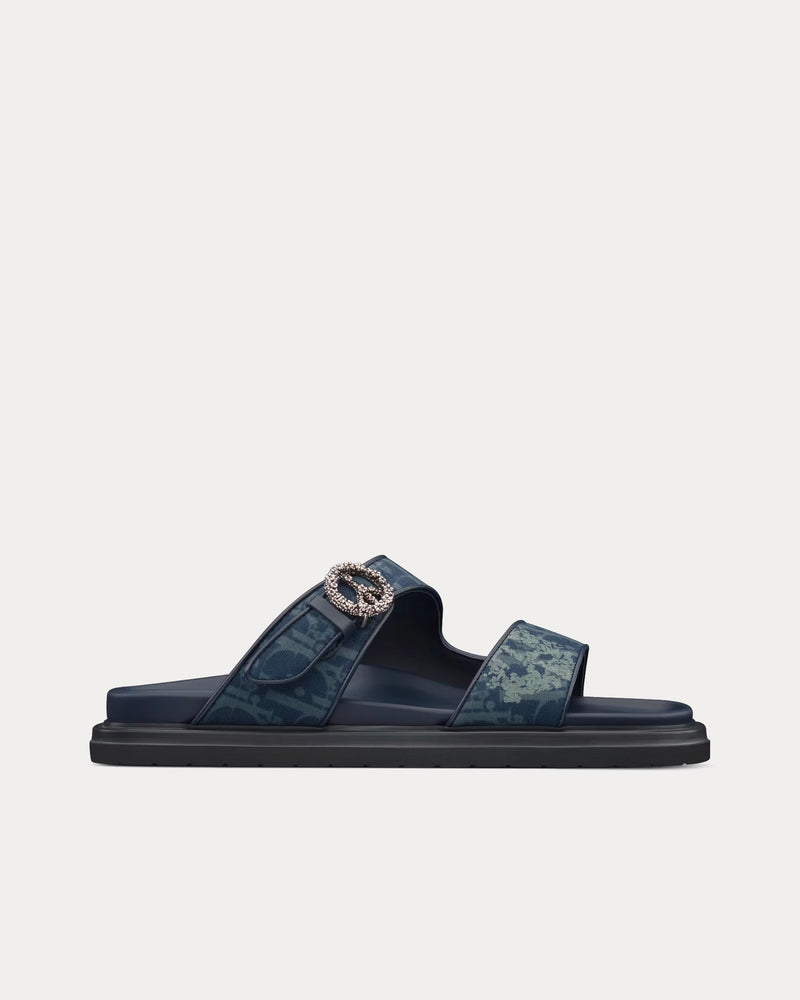 Dior x Denim Tears Dior Tears Aqua Blue Dior Oblique and Peace Sign Dior Tears Denim Sandals - 1