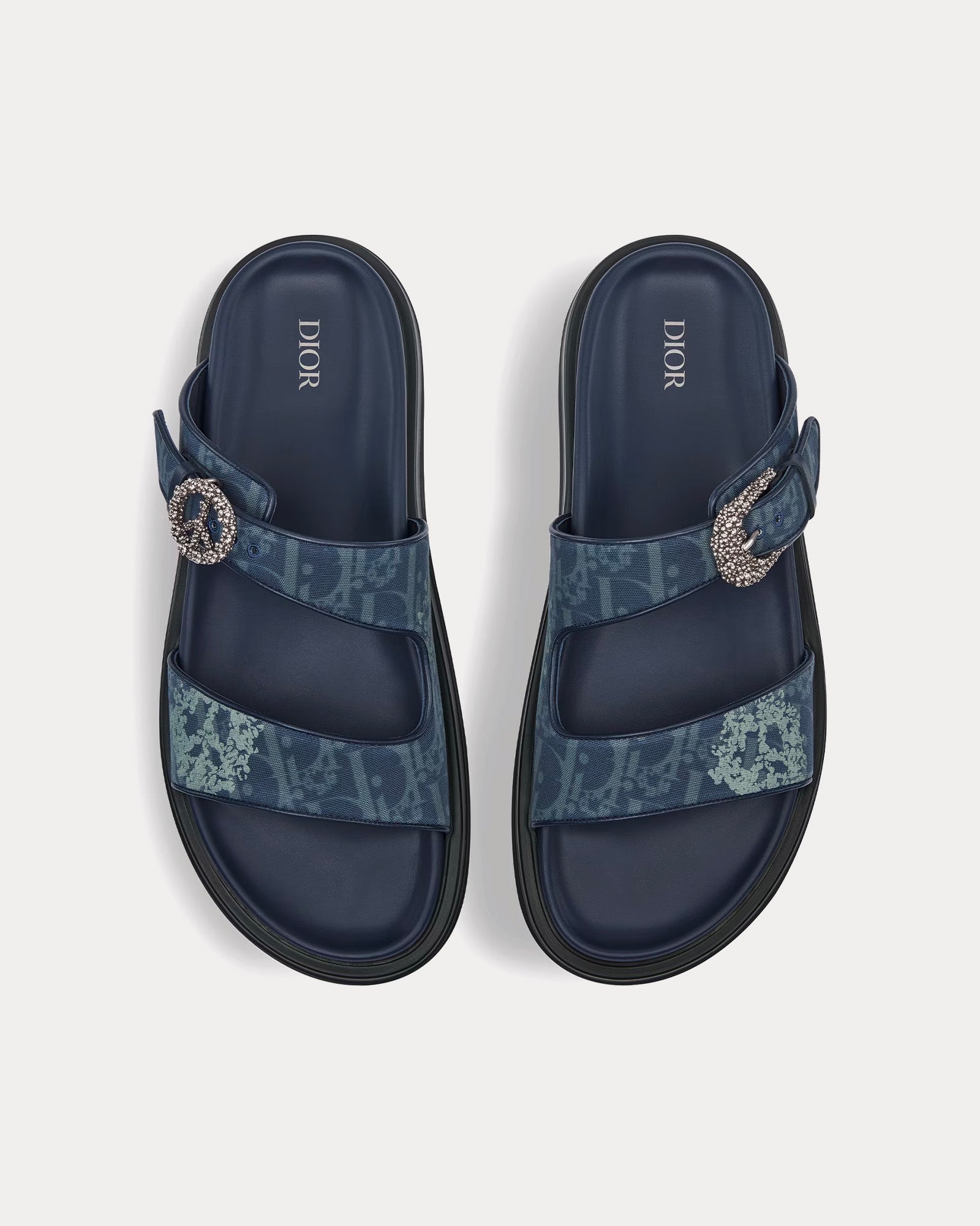 Dior x Denim Tears Dior Tears Aqua Blue Dior Oblique and Peace Sign Dior Tears Denim Sandals - 2