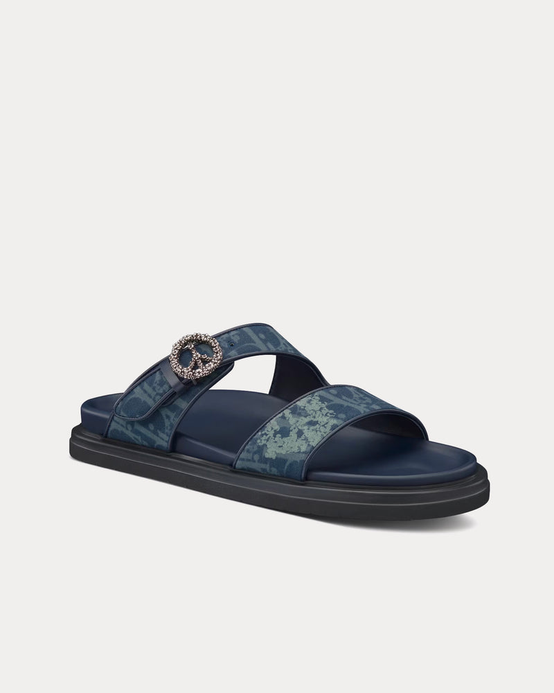 Dior x Denim Tears Dior Tears Aqua Blue Dior Oblique and Peace Sign Dior Tears Denim Sandals - 3