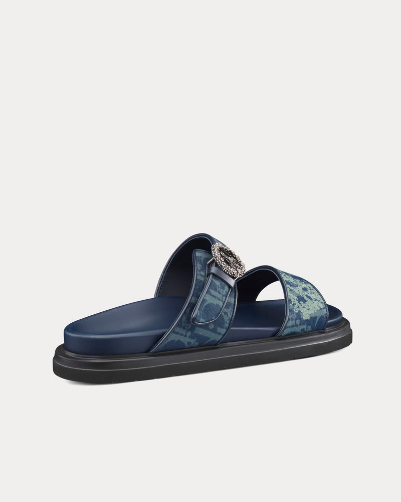 Dior x Denim Tears Dior Tears Aqua Blue Dior Oblique and Peace Sign Dior Tears Denim Sandals - 4