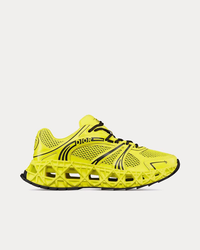 Dior x Kaws B35 NXXT Yellow Technical Fabric and Yellow Technical Mesh Low Top Sneakers - 1