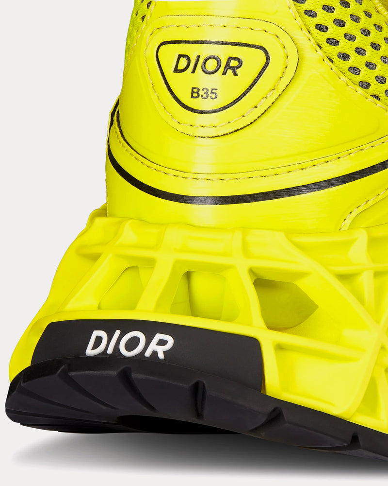 Dior x Kaws B35 NXXT Yellow Technical Fabric and Yellow Technical Mesh Low Top Sneakers - 4