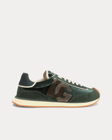 Dolce & Gabbana DG Cushion Velvet & Calfskin Green Low Top Sneakers